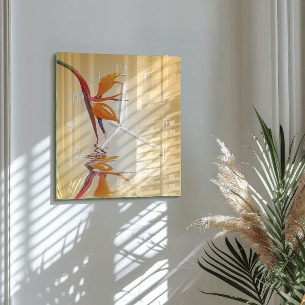 Square wall clock Flower