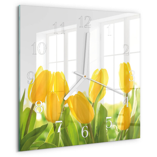 Square wall clock Tulips