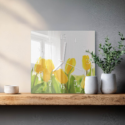 Square wall clock Tulips