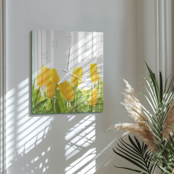 Square wall clock Tulips