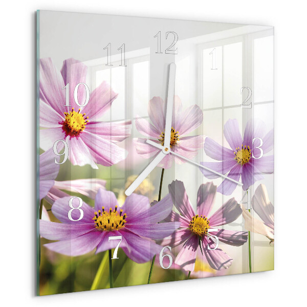 Square wall clock Flowers