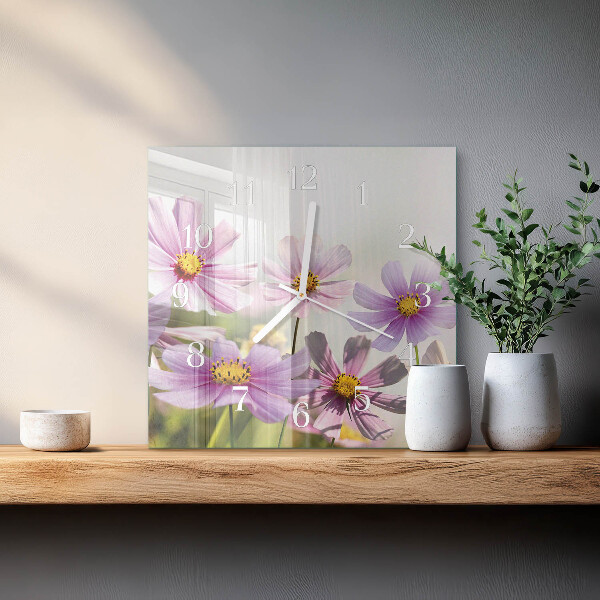 Square wall clock Flowers