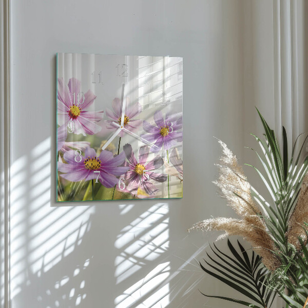 Square wall clock Flowers
