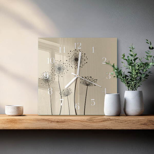 Square wall clock Flowers