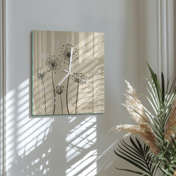 Square wall clock Flowers