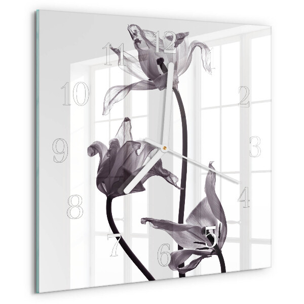 Square wall clock Flowers