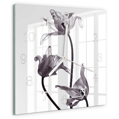 Square wall clock Flowers