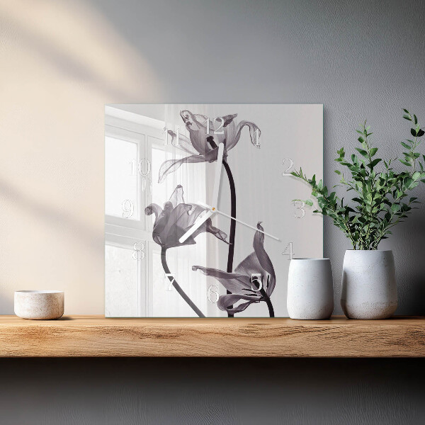 Square wall clock Flowers