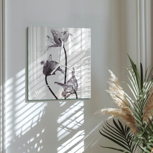Square wall clock Flowers