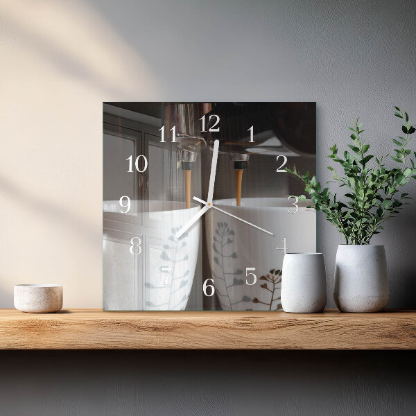 Square wall clock Coffee machine