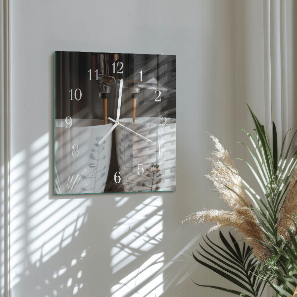 Square wall clock Coffee machine