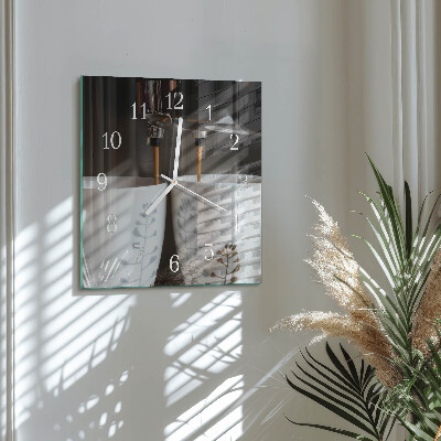Square wall clock Coffee machine
