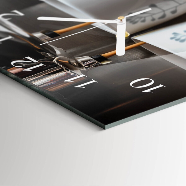 Square wall clock Coffee machine