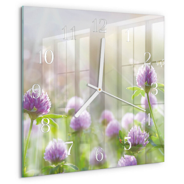 Square wall clock Flowers