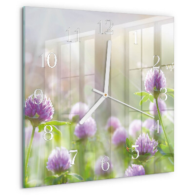 Square wall clock Flowers