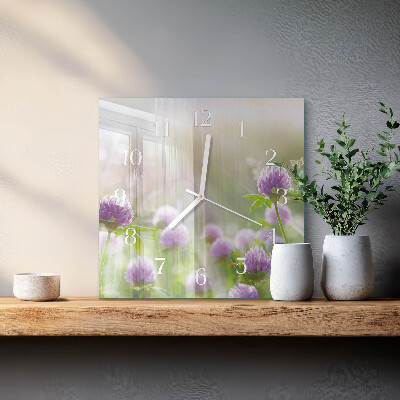 Square wall clock Flowers