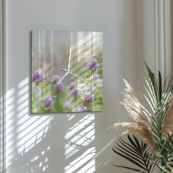 Square wall clock Flowers