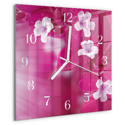 Square wall clock Flowers