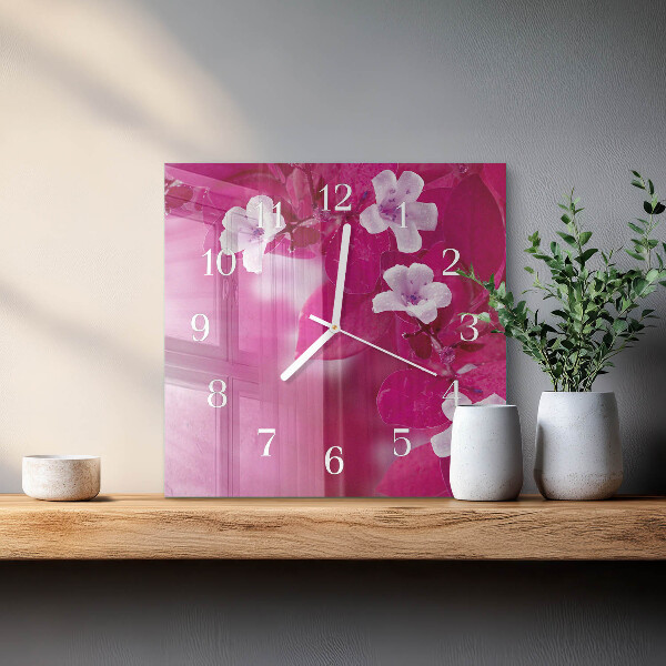 Square wall clock Flowers