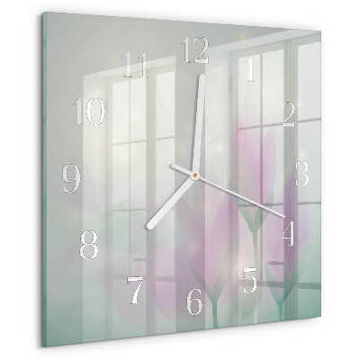 Square wall clock Flowers