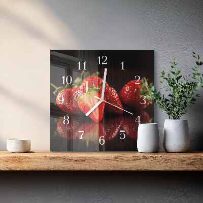 Square wall clock Strawberries