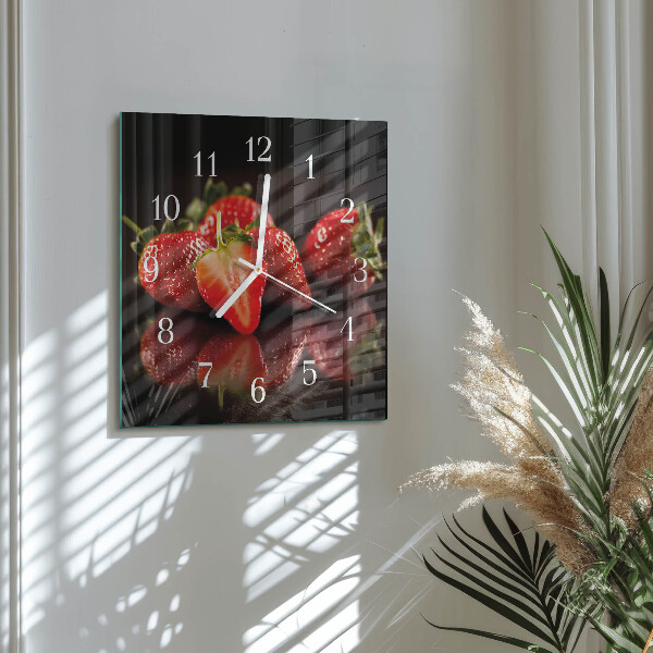 Square wall clock Strawberries