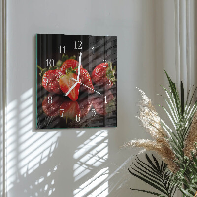 Square wall clock Strawberries