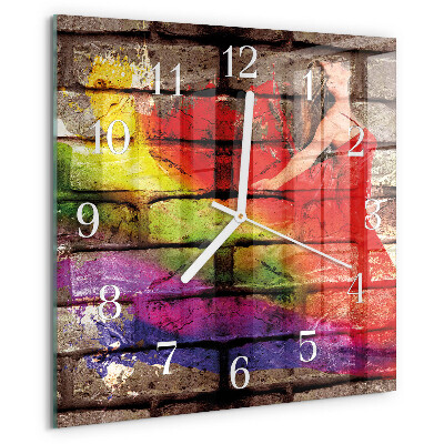Square wall clock Brick