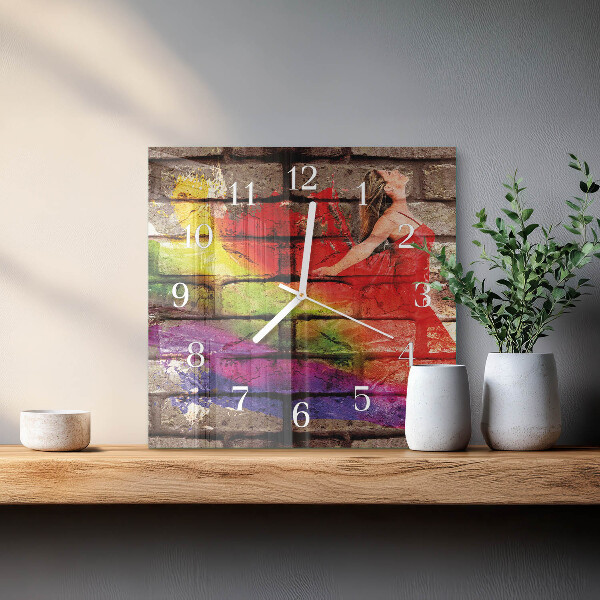 Square wall clock Brick