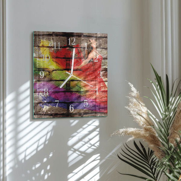 Square wall clock Brick