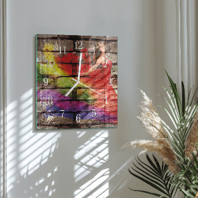 Square wall clock Brick