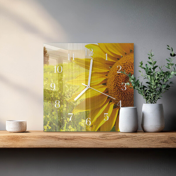 Square wall clock Sunflower