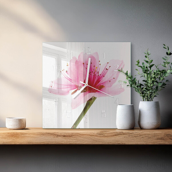 Square wall clock Flower