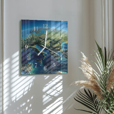 Square wall clock Earth