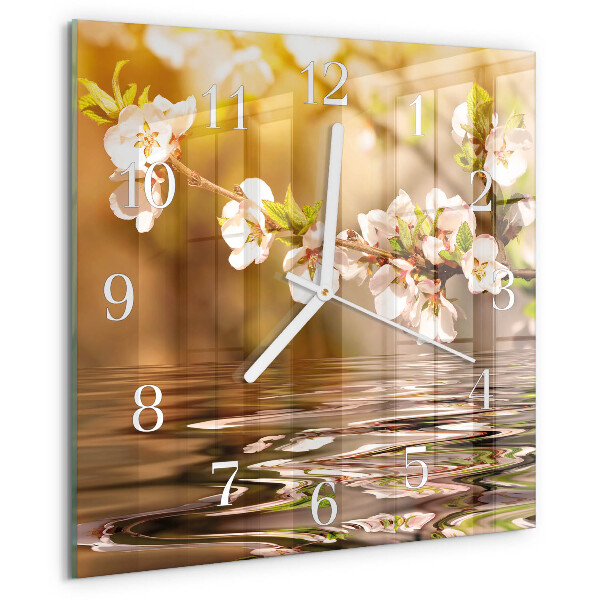 Square wall clock Flowers