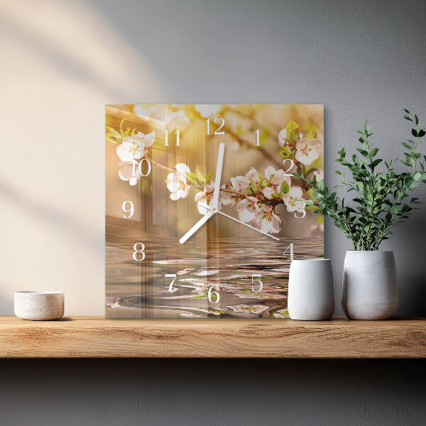 Square wall clock Flowers