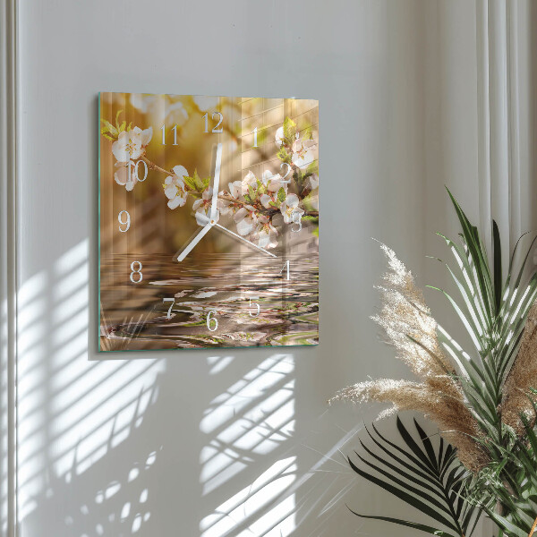 Square wall clock Flowers