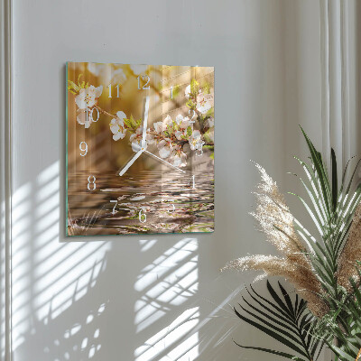 Square wall clock Flowers