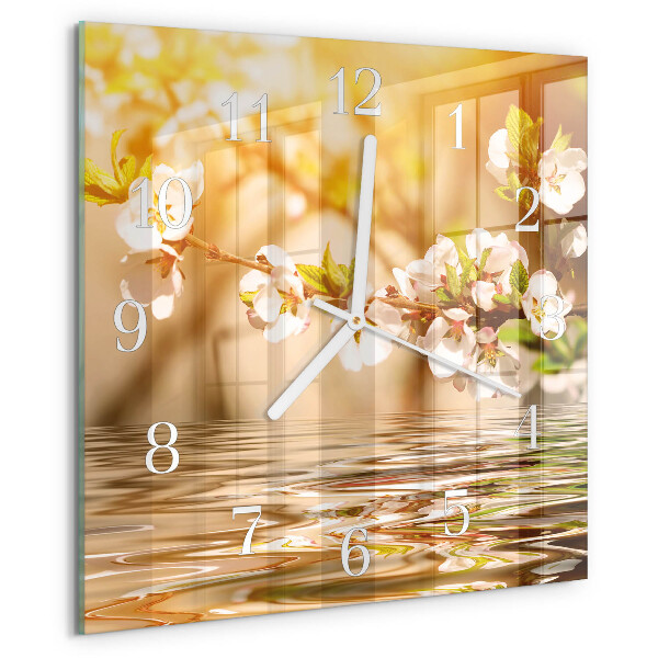 Square wall clock Flowers
