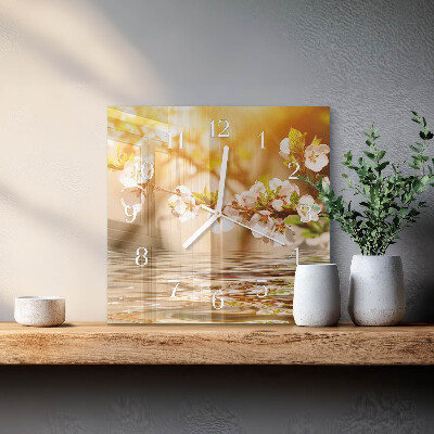 Square wall clock Flowers