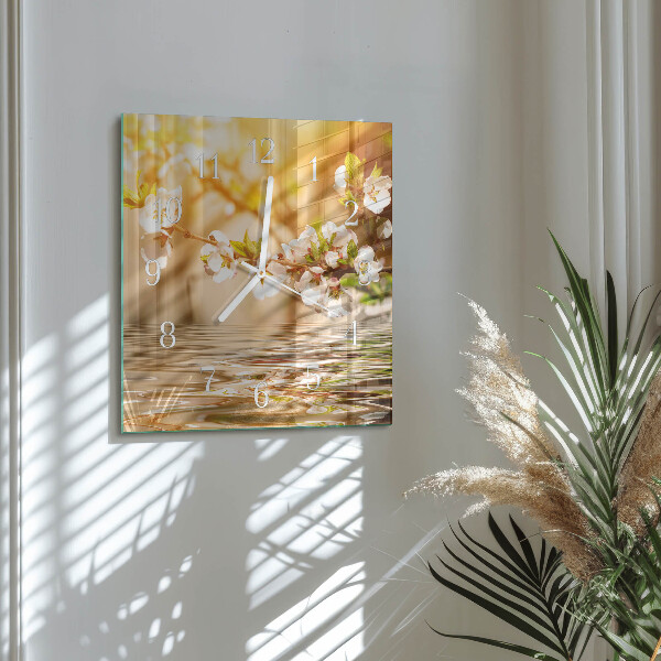 Square wall clock Flowers