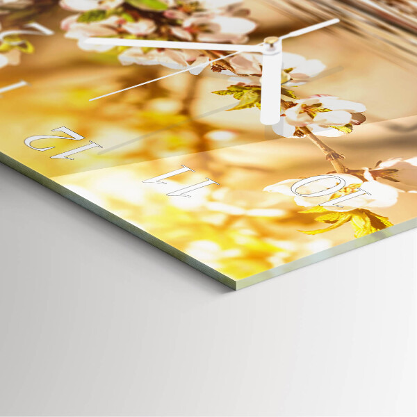 Square wall clock Flowers
