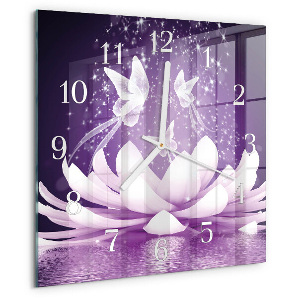 Square wall clock Flower