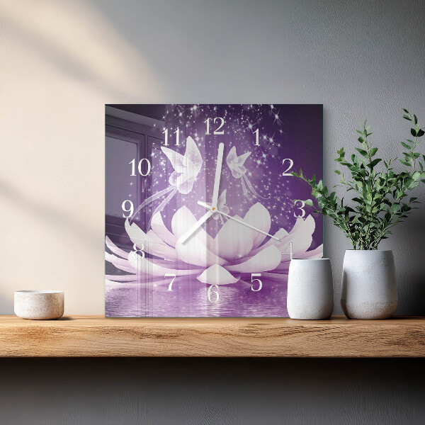 Square wall clock Flower