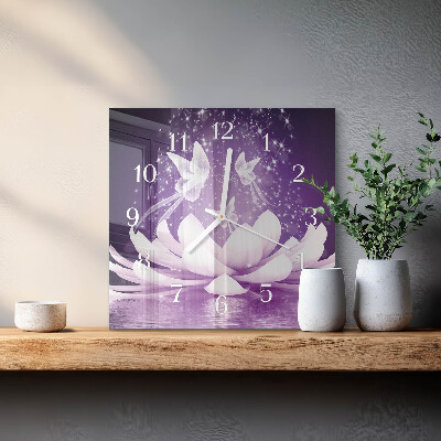 Square wall clock Flower