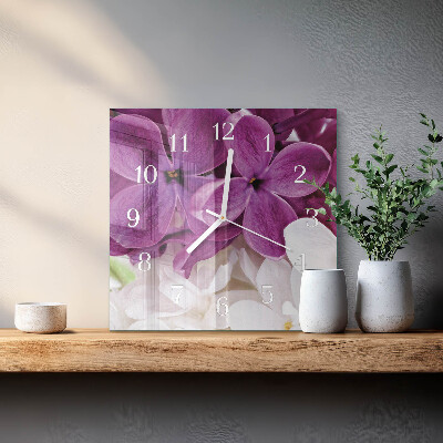 Square wall clock Flowers