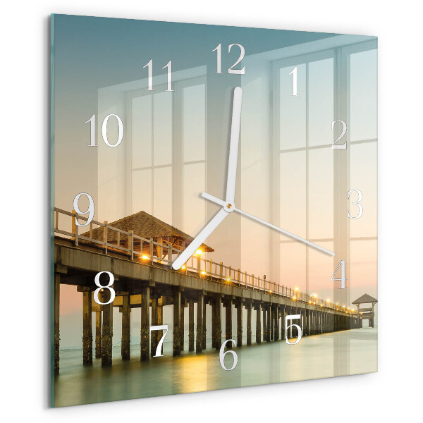 Square wall clock Wooden Walkway