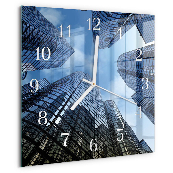 Square wall clock Glass Buildings