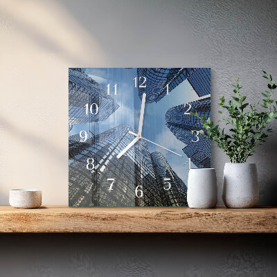 Square wall clock Glass Buildings