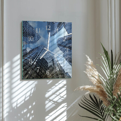Square wall clock Glass Buildings